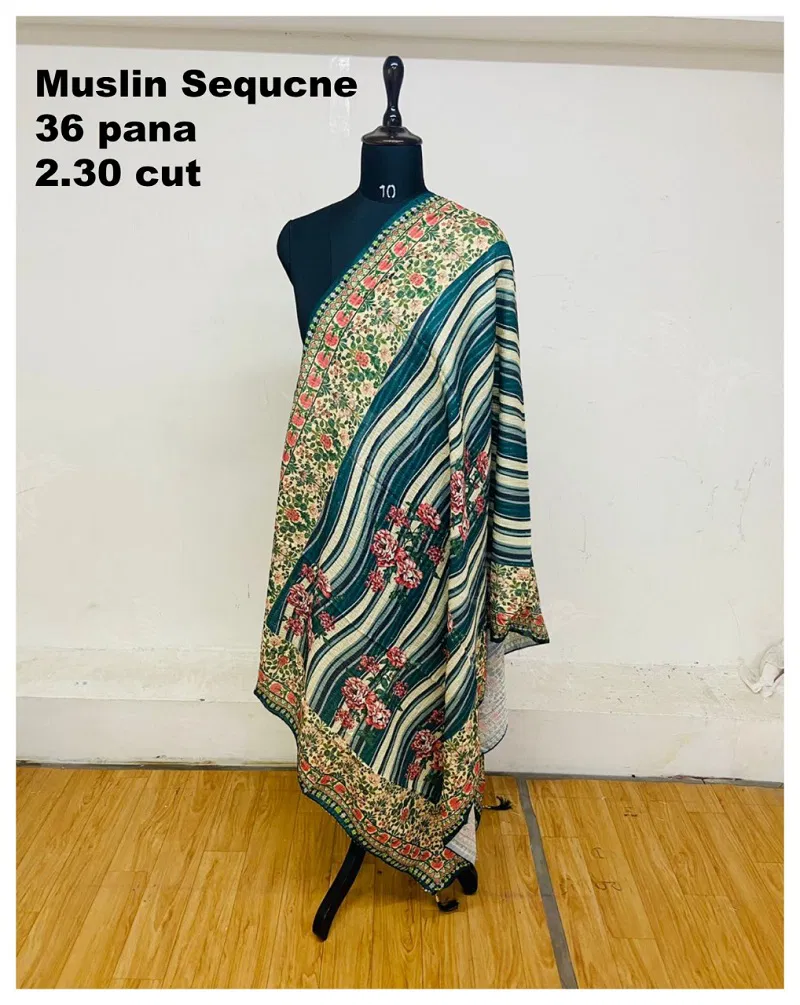Muslin Sequence 1 Designer Printed Wholesale Dupatta Collection